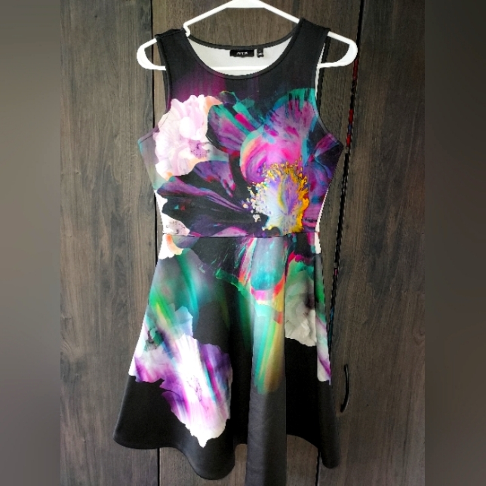 Apt 9 Sleeveless Floral Print Dress Flare Skater with pockets size S